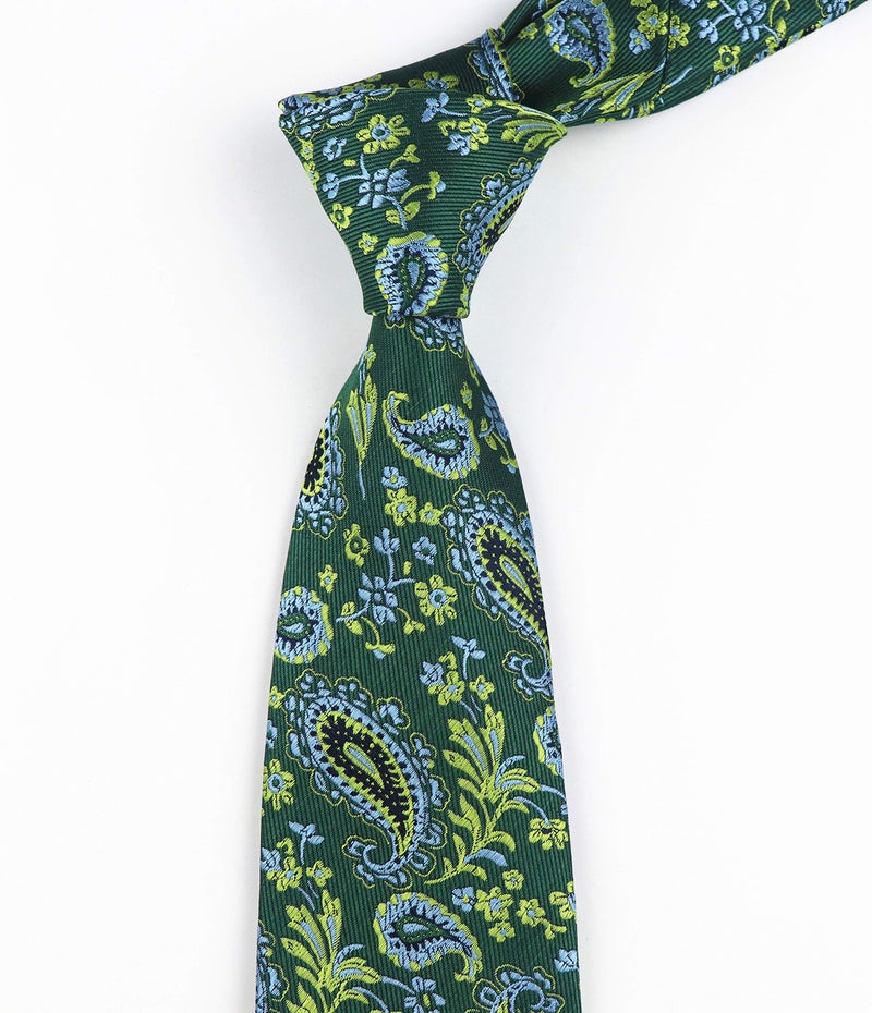 Secdtie Big boy Men's Dark Hunter Green Extra Long Ties Paisley Silk Work Fashion Party Neckties - Image 3